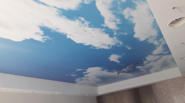 Пример потолка "Небо" для гостиной 18 м²